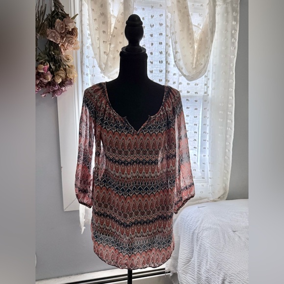 Max Studio Tops - Max Studio Pink and Black Patterned Blouse